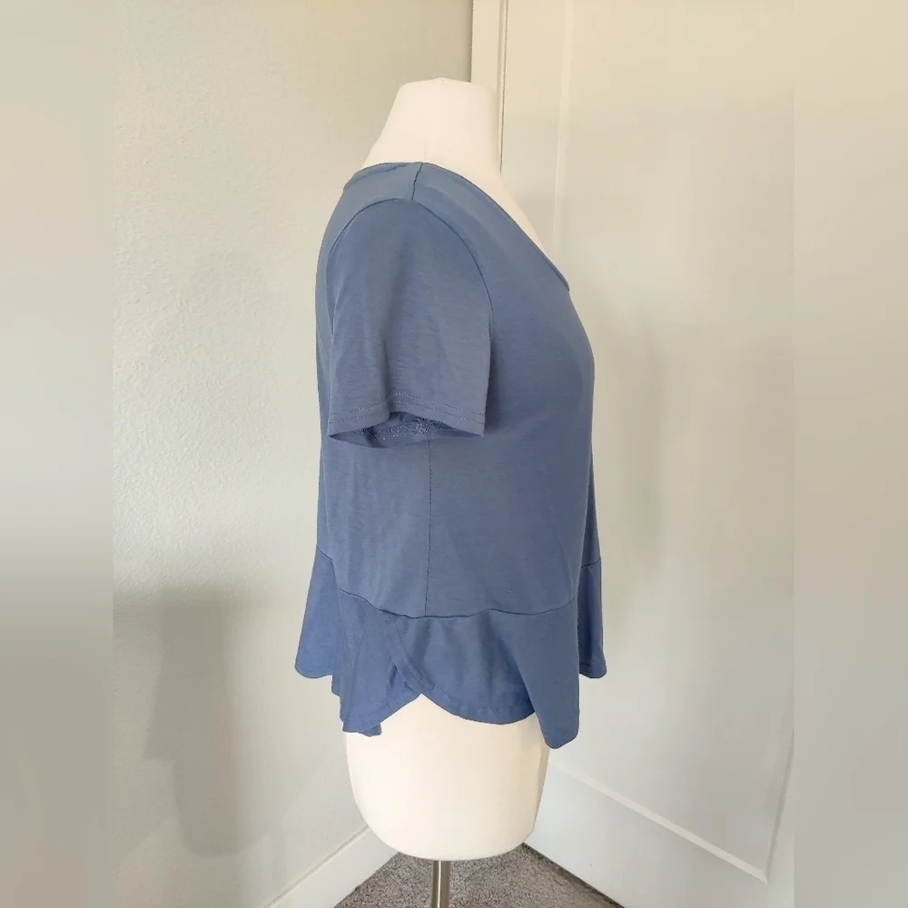 Blue Ruffled Short sleeve top - Picture 5 of 6